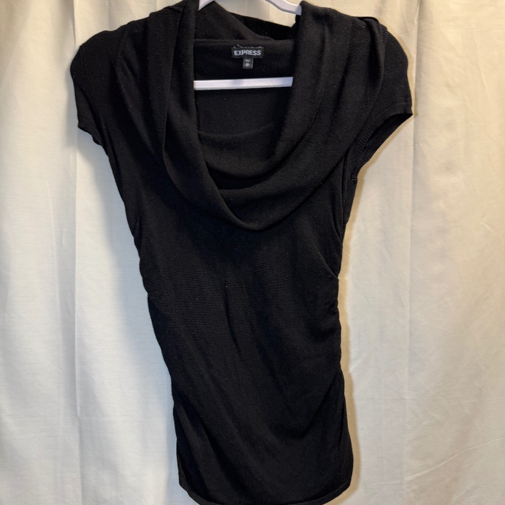 Express Black sweater short sleeve Cowl neck